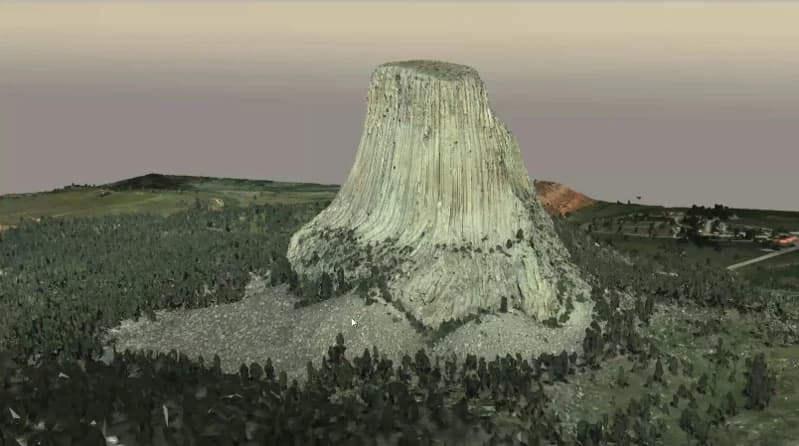 aerial image of a large rock formation