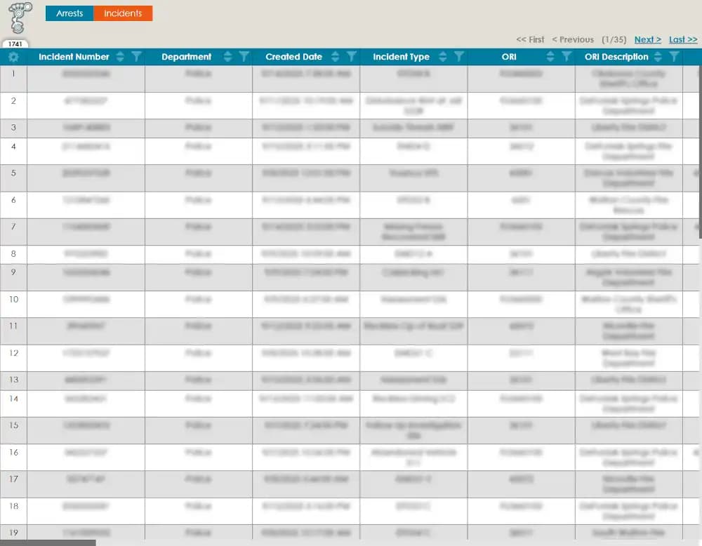 datatable with blurred data