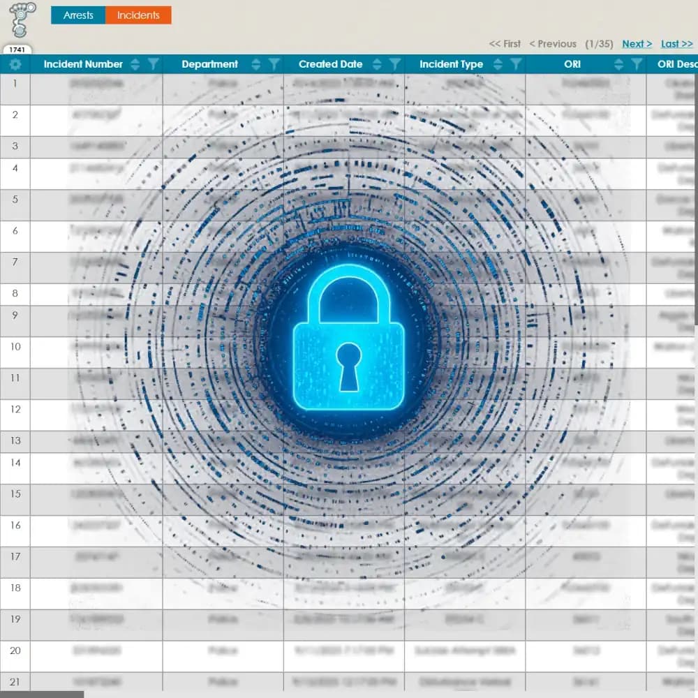 datatable with a padlock