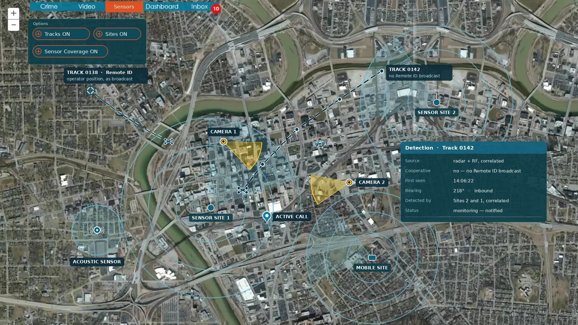 Cooperative and non-cooperative airborne detection sources brought onto the operational map with all your data and sensors